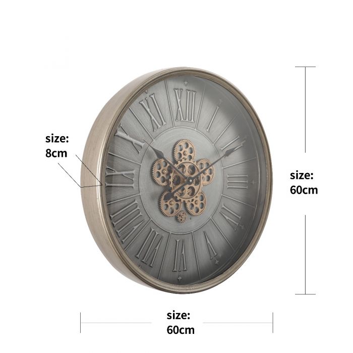 Round George Modern Gear Movement Wall Clock - 60cms