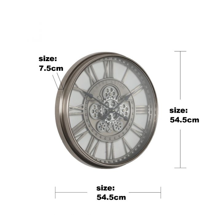 Round Kensington Industrial Gear Movement Wall Clock- 55cms