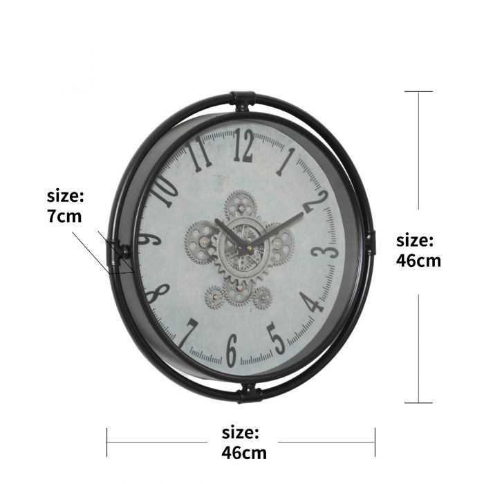 Round Louis Gear Movement Wall Clock - 46cms
