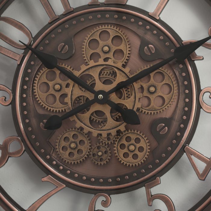 Round Lucas Industrial Exposed Gear Movement Wall Clock - 55cms