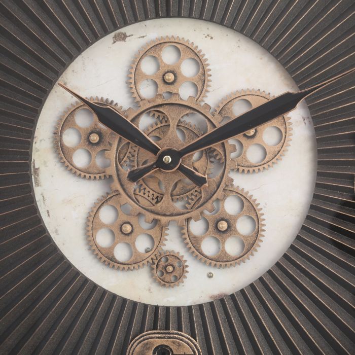 Round Marcus Ribbed Gear Movement Wall Clock - 54cms