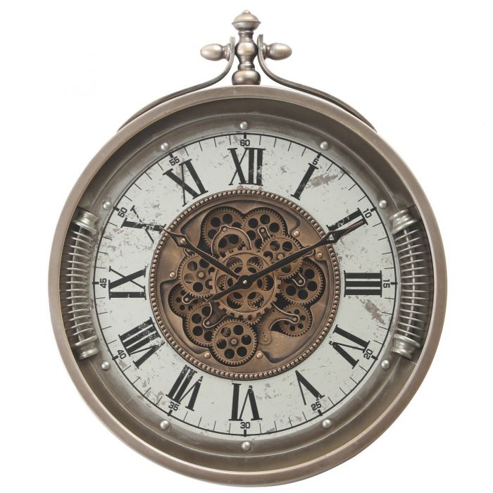 Round Saint Etienne Exposed Moving Gear Wall Clock - Grey