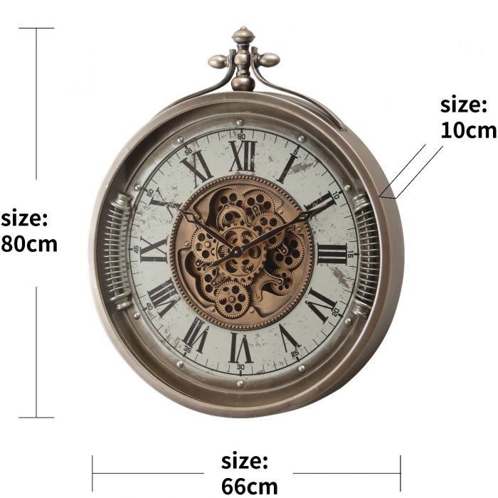 Round Saint Etienne Exposed Moving Gear Wall Clock - Grey