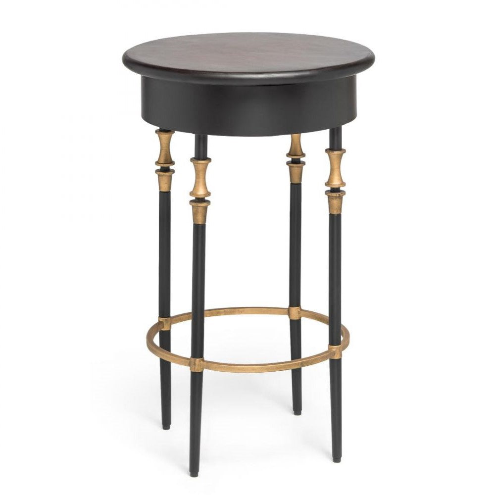 Round Side Table With Finial Legs - Black