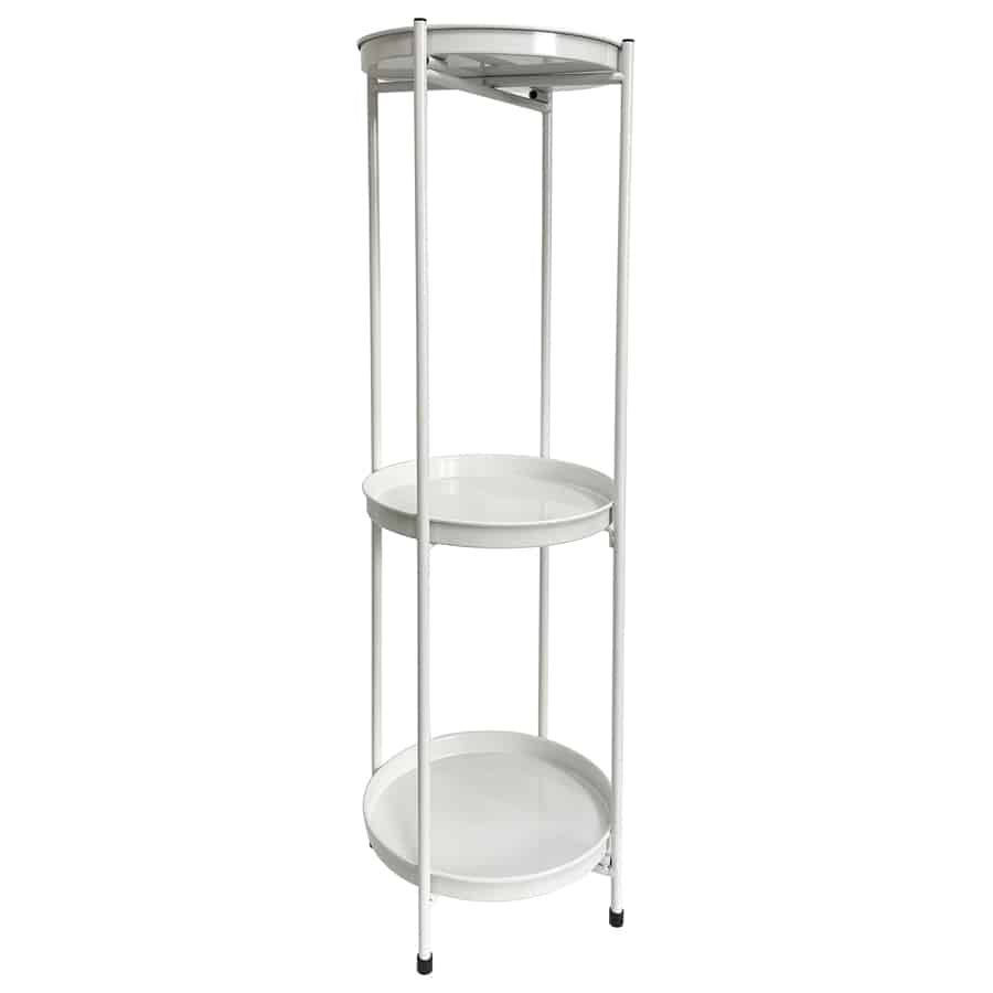 Round White Metal 3 Tier Shelf Display / Plant Stand