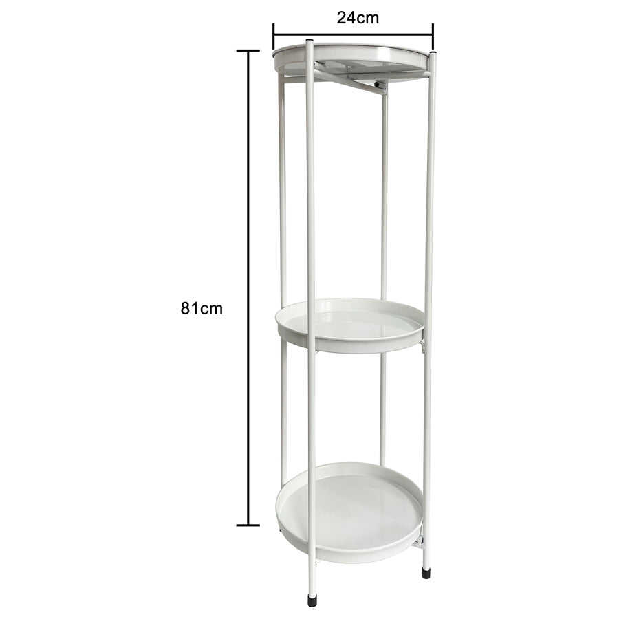 Round White Metal 3 Tier Shelf Display / Plant Stand