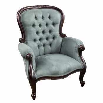 Royal Lounging Grey Chaise Sofa - Dark Mahogany