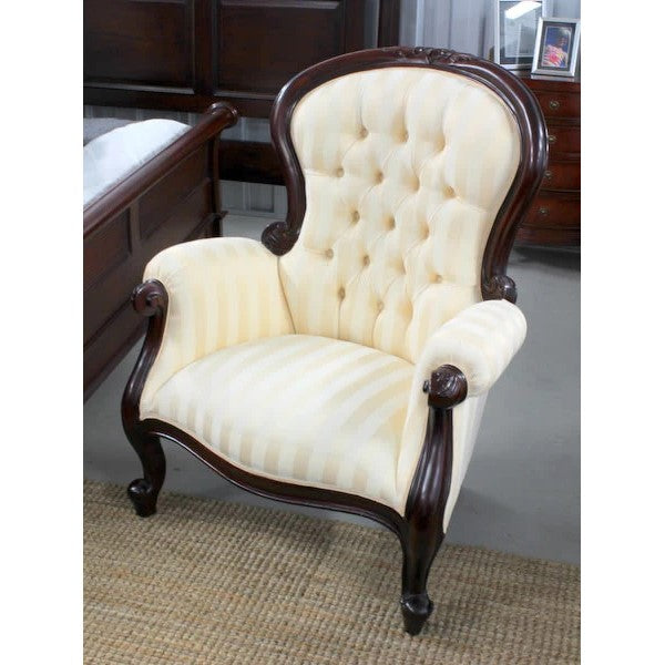 Royal Lounging Half White Chaise Sofa - Dark Mahogany