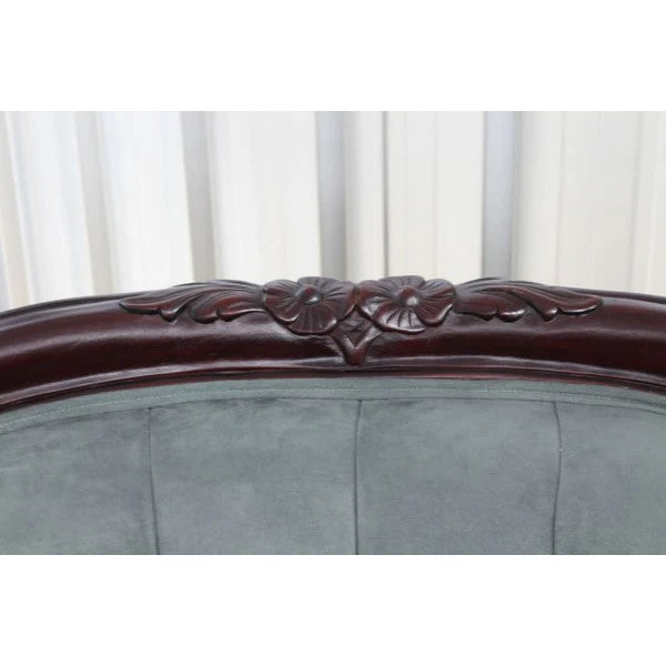 Royal Lounging Grey Chaise Sofa - Dark Mahogany