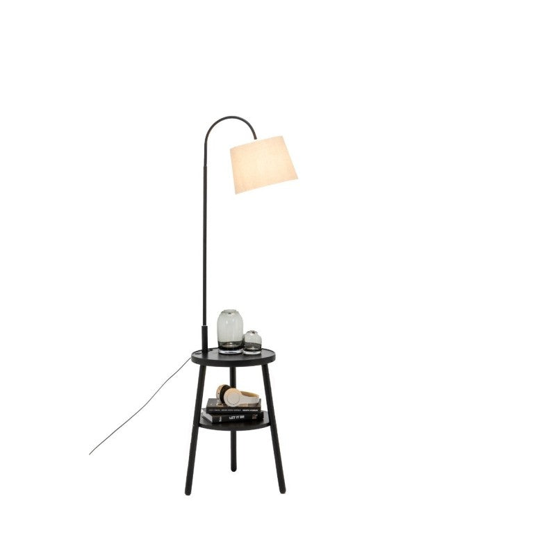 Rubberwood Lamp with Shelves - Available 3 Colors