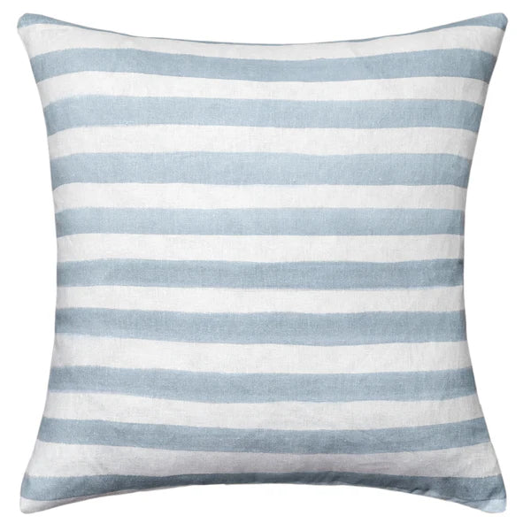 Rumi Striped Blue Linen Cushion - 50X50cms