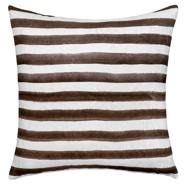 Rumi Striped Chocolate Linen Cushion - 50X50cms