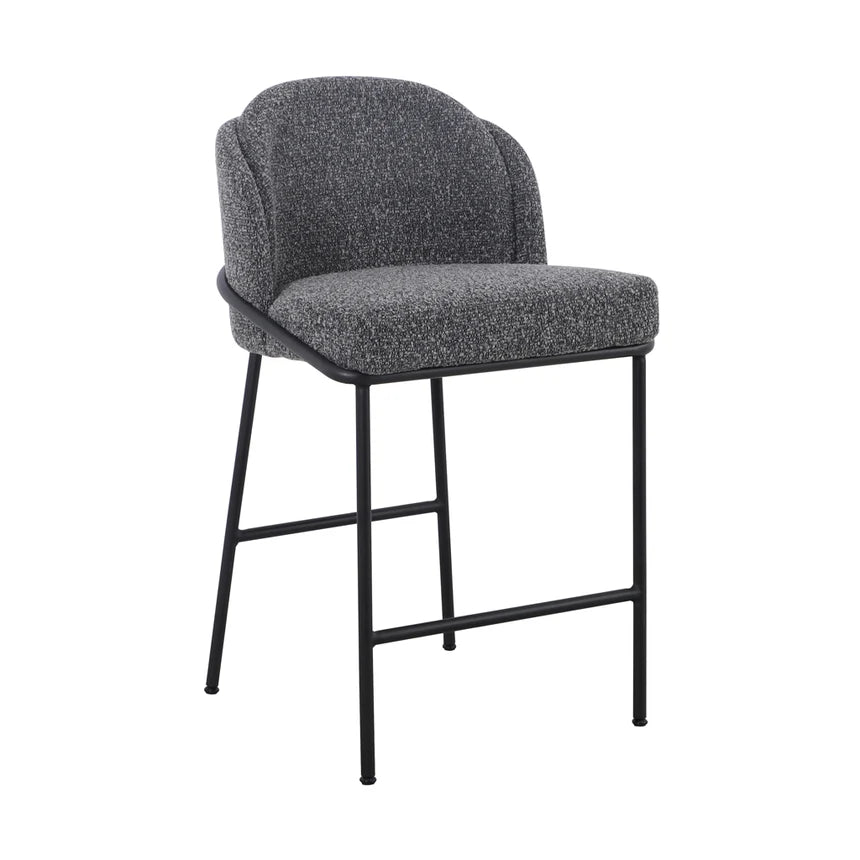 Rustic Charm Bar Stool - Anthracite Grey Boucle (Set of 2)