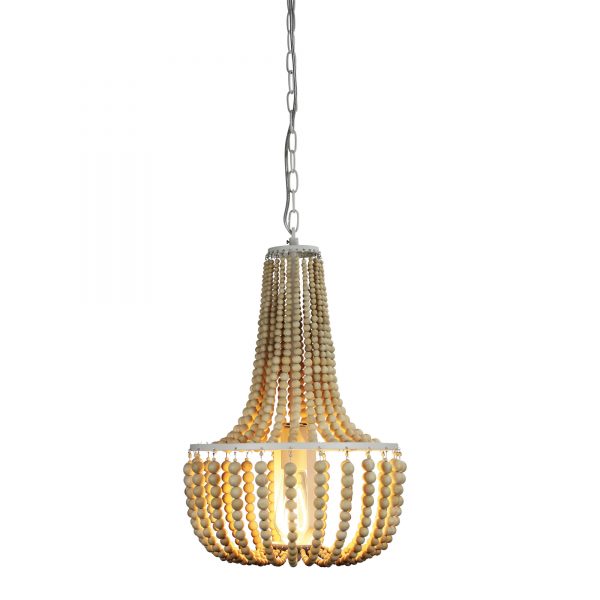 Rustic Charm Wooden Beaded Pendant Light