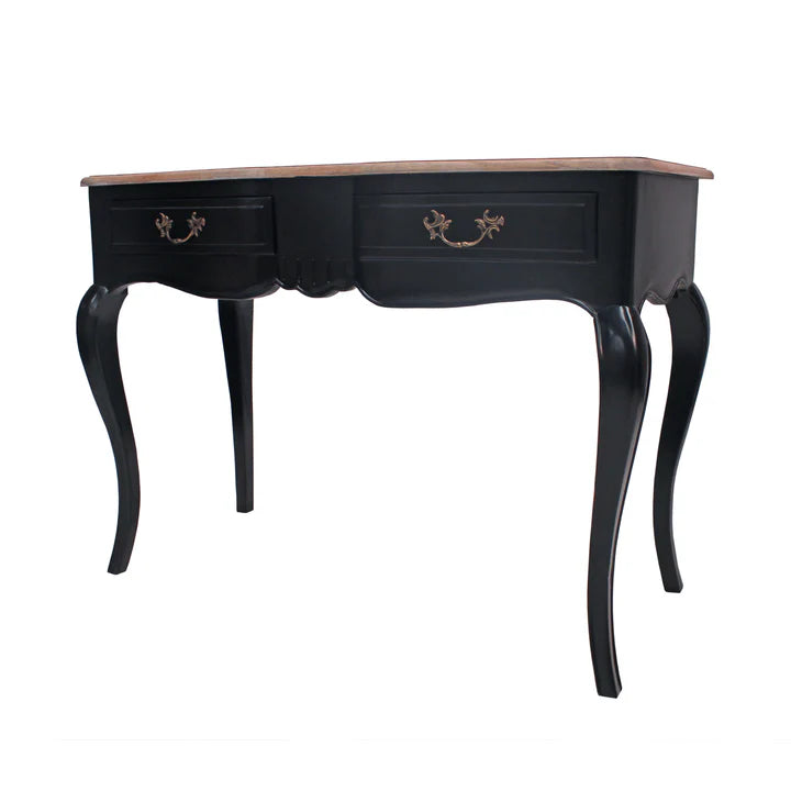 Rustic Chic Provincial Hall Table with 2 Drawers - Black