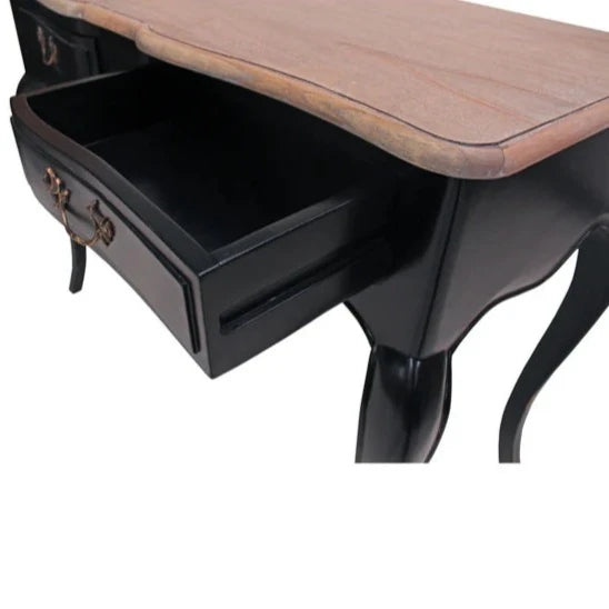 Rustic Chic Provincial Hall Table with 2 Drawers - Black