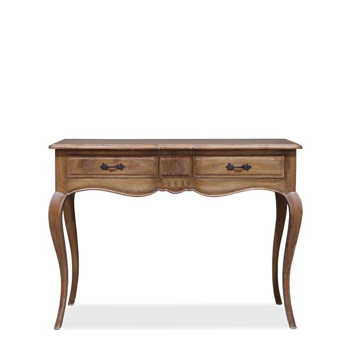 Rustic Chic Provincial Hall Table with 2 Drawers - Weathered Oak