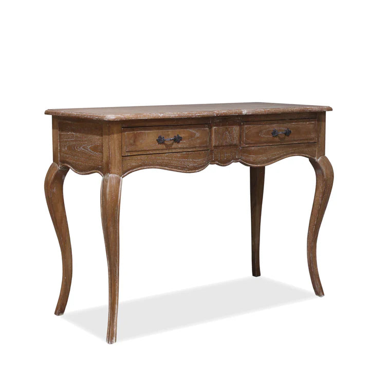 Rustic Chic Provincial Hall Table with 2 Drawers - Weathered Oak