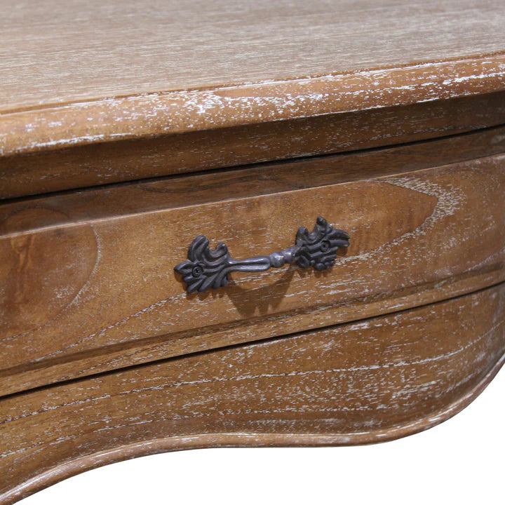 Rustic Chic Provincial Hall Table with 2 Drawers - Weathered Oak