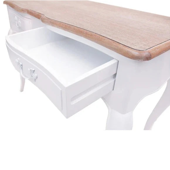 Rustic Chic Provincial Hall Table with 2 Drawers - White