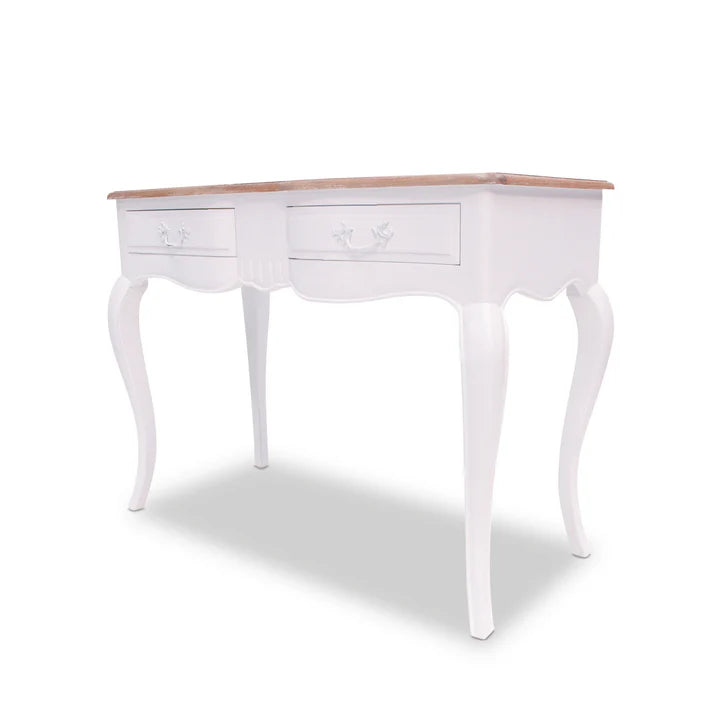 Rustic Chic Provincial Hall Table with 2 Drawers - White