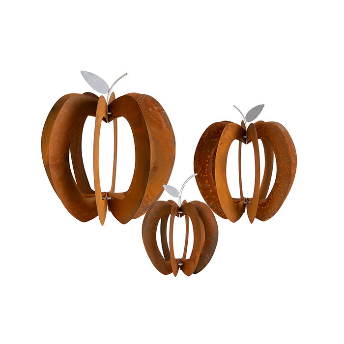 Rustic Garden Apple Sculpture Corten - Set of 3