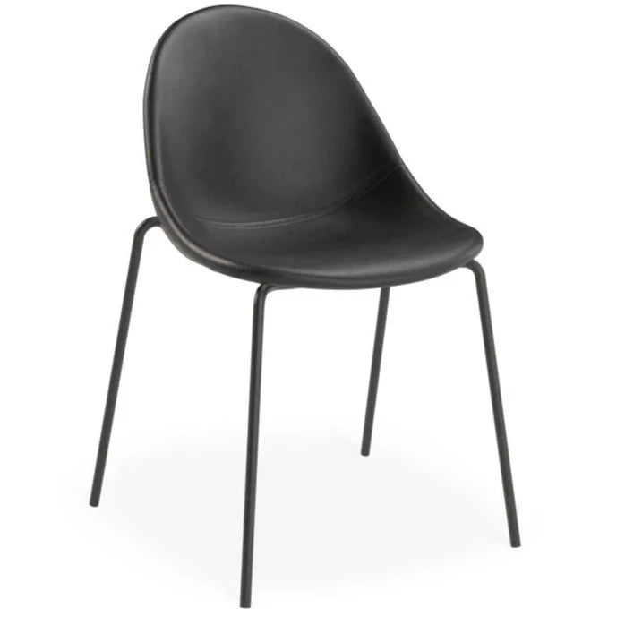 Rustic Leather Black Metal 4 Post Base Dining Chair