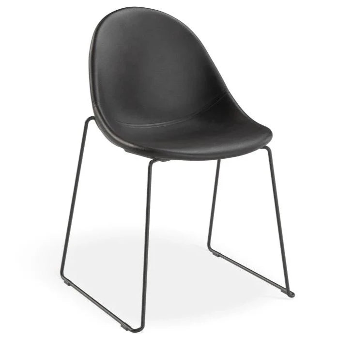 Rustic Leather Sled Base - Black Dining Chair