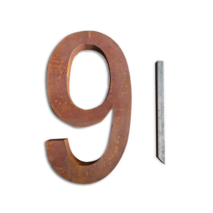 Rustic Metal Finish House Number - NINE