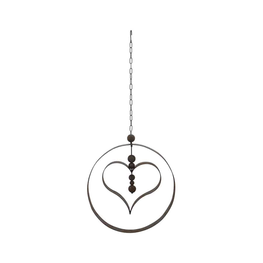 Rustic Metal Hanging Serenity Circle with Heart
