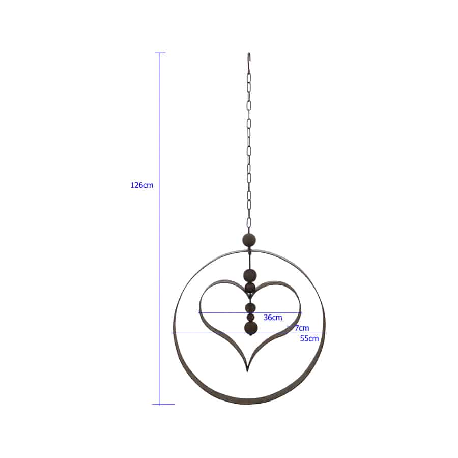 Rustic Metal Hanging Serenity Circle with Heart