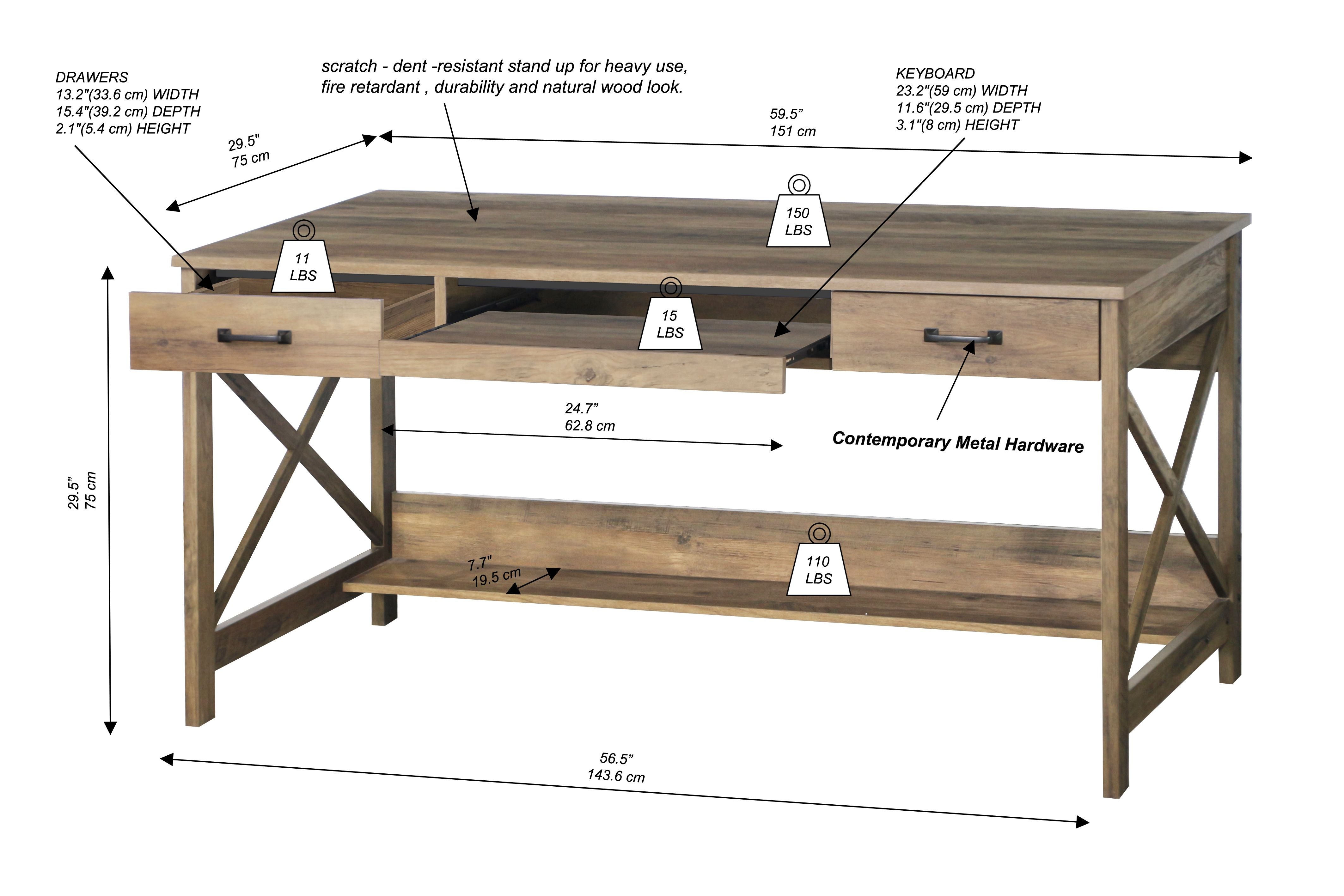 Rustic Oak Writing Desk with Vintage Appeal