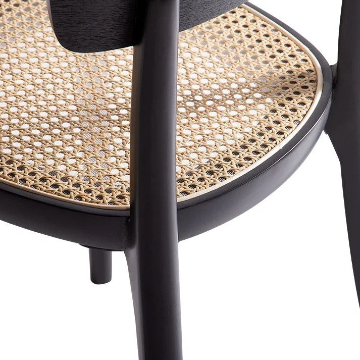 Rustic Rattan Black Frame with Cane Seat