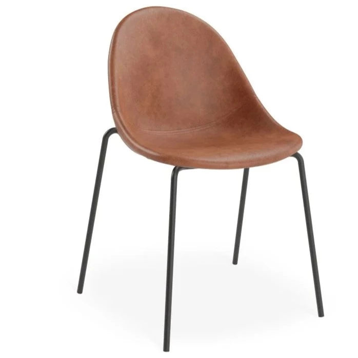 Rustic Vintage Leather Brown Seat 4 Post Base Dining Chair
