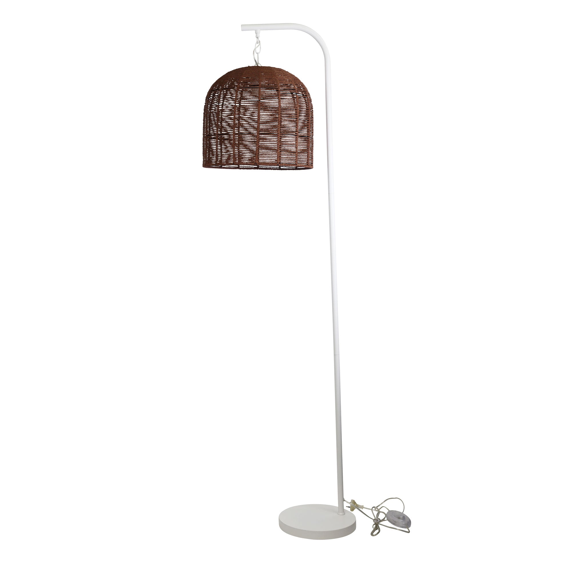 Rustic Jess Rattan White Base Floor Lamp (Available in 2 Colors)