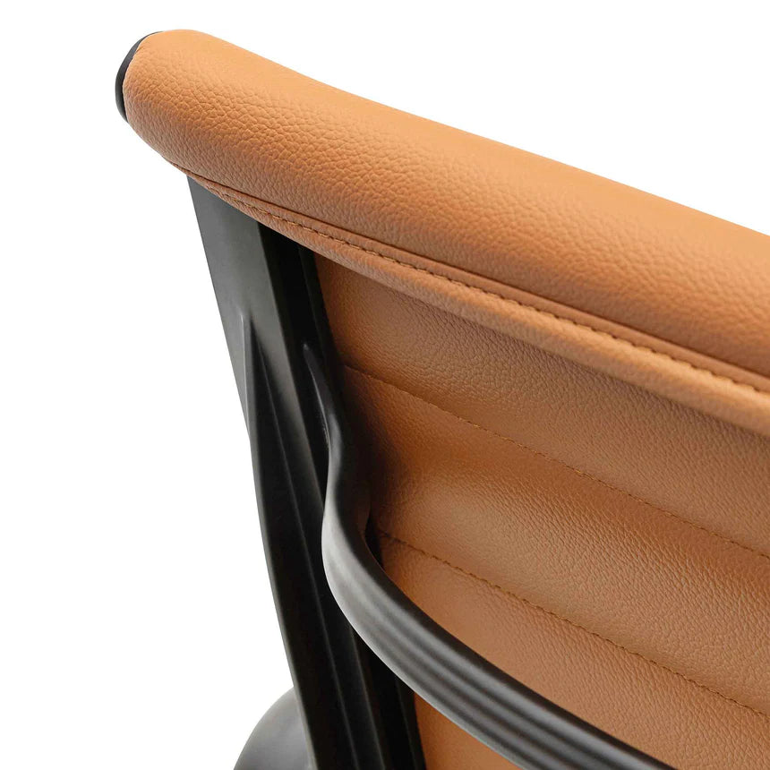 Saddle Tan Low Back Office Chair - Black Frame