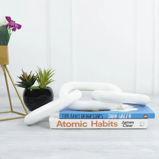 Sculpture Marble 3-link Chain Decor - White