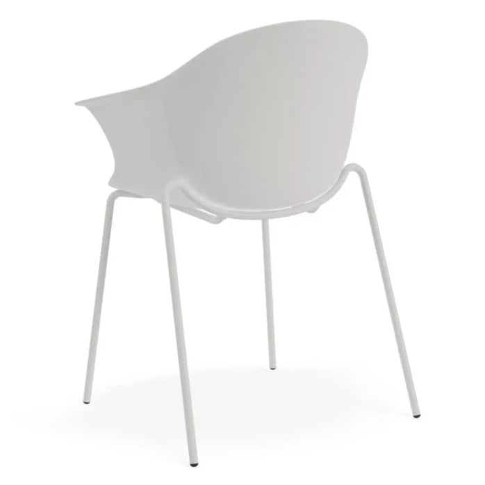 Seafoam White Shell Seat 4 Post Base Dining Armchair
