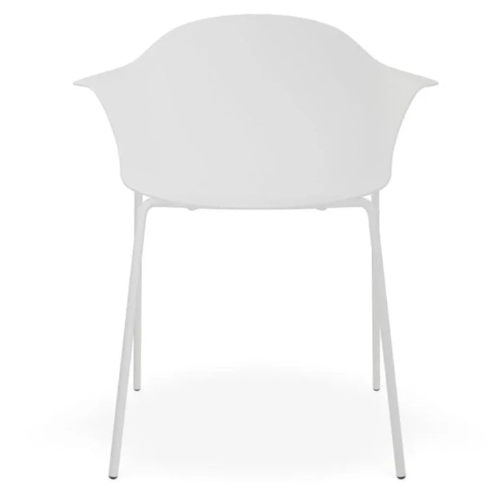 Seafoam White Shell Seat 4 Post Base Dining Armchair