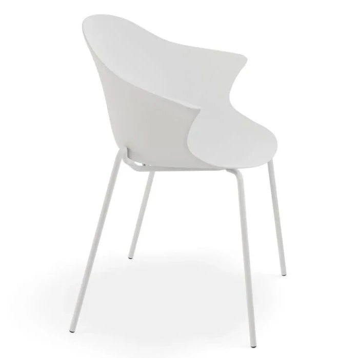 Seafoam White Shell Seat 4 Post Base Dining Armchair