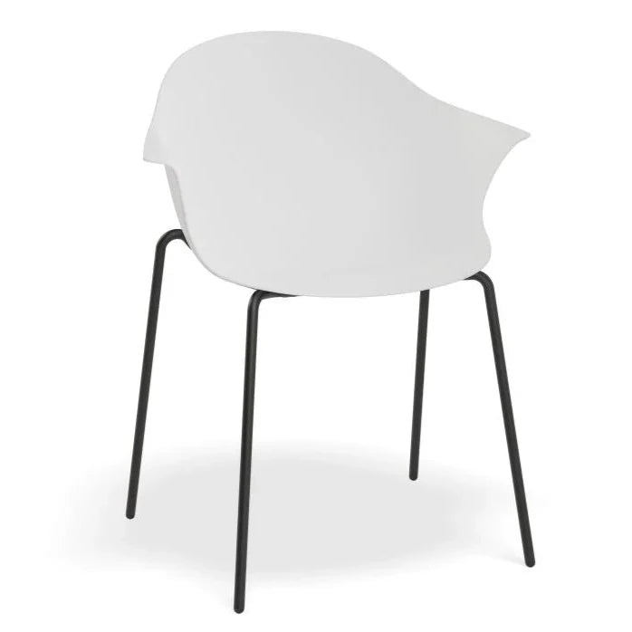 Seafoam White Shell Seat 4 Post Black Base Dining Armchair