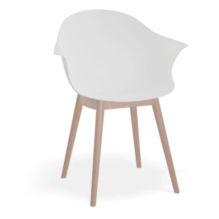 Seafoam White Shell Seat Wooden Legs Dining Armchair