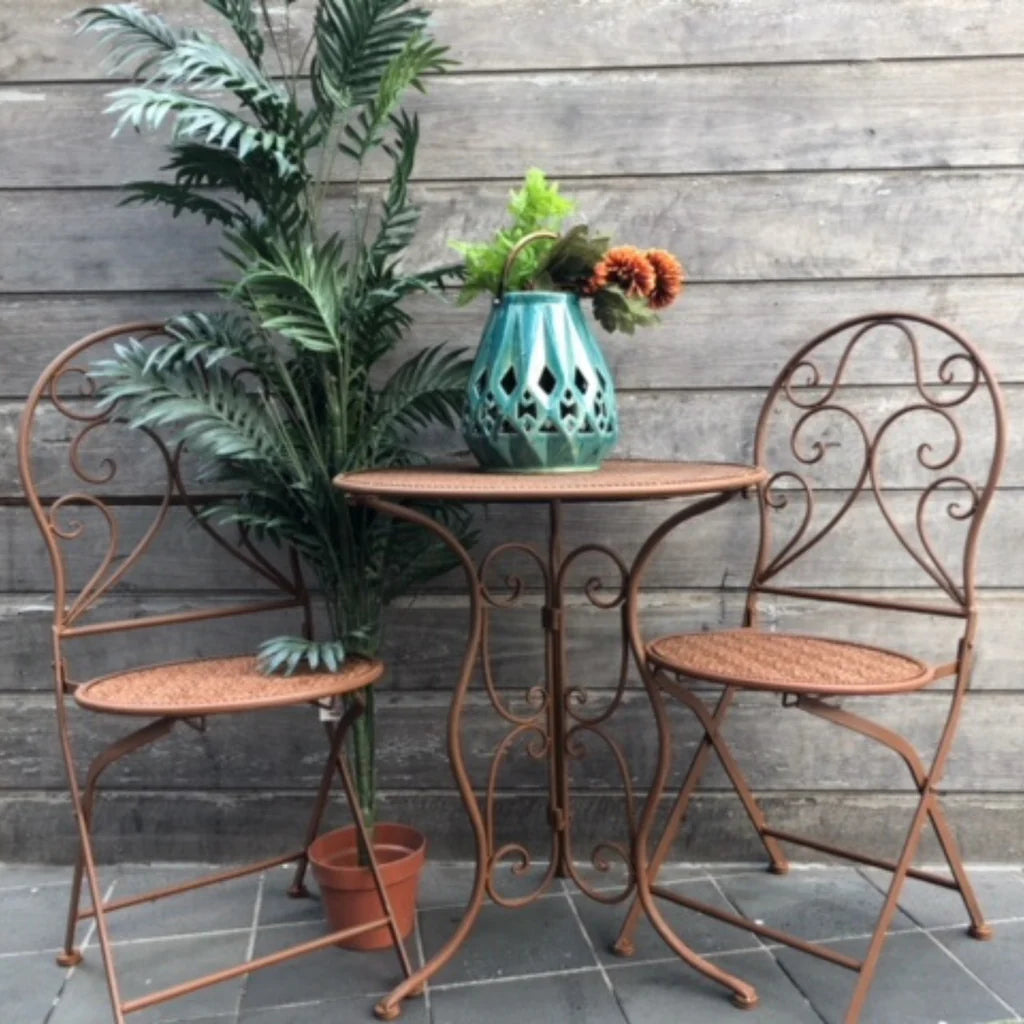 Seamless Style Outdoor Table and Chair - Set of 3 (Rust)