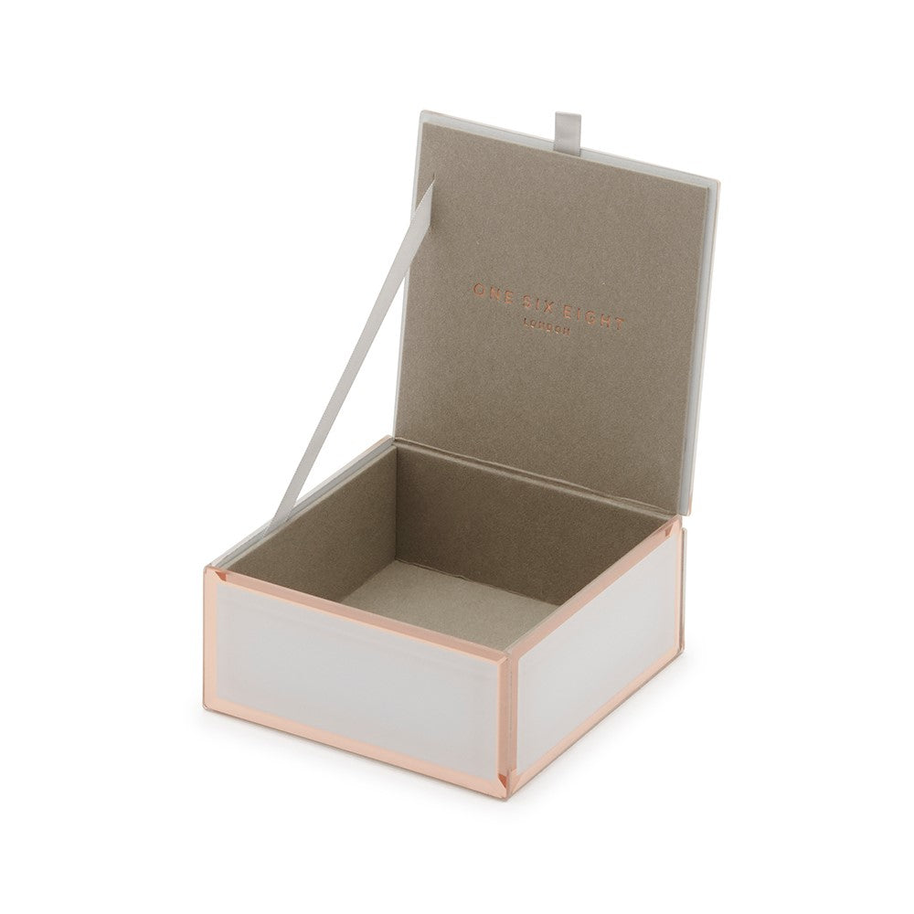 Personalised Selena Jewellery Box Small White & Rose Gold