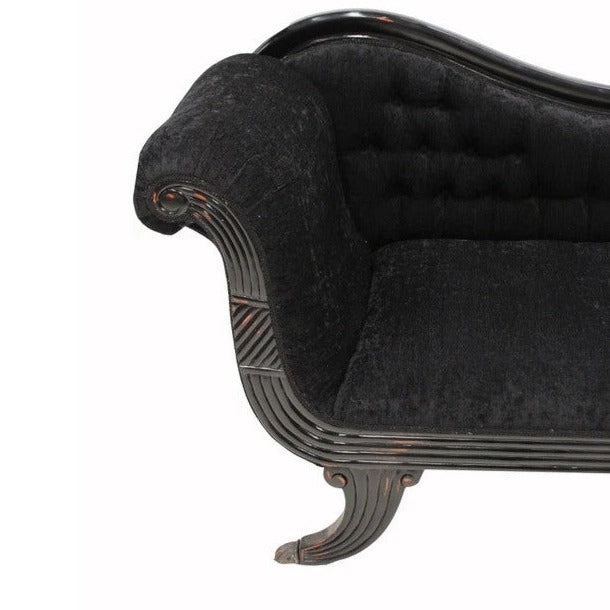 Serpentine Wooden Cushioned Chaise Lounge - Black