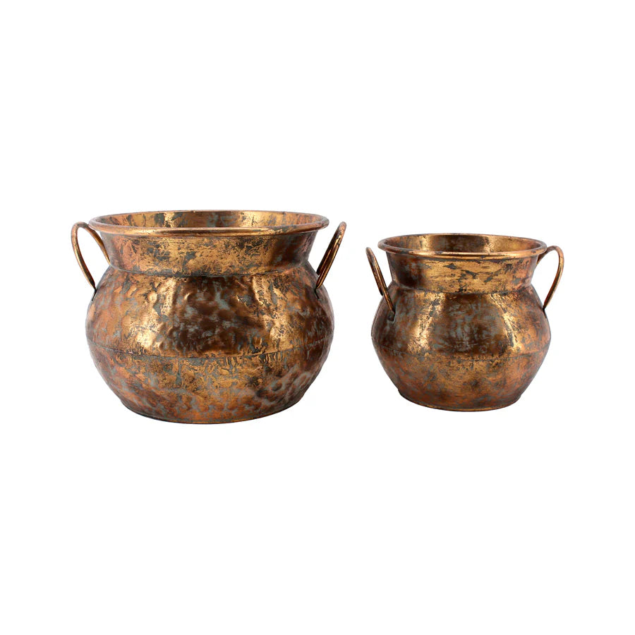 Set of 2 Nested Antique Lustre Pots