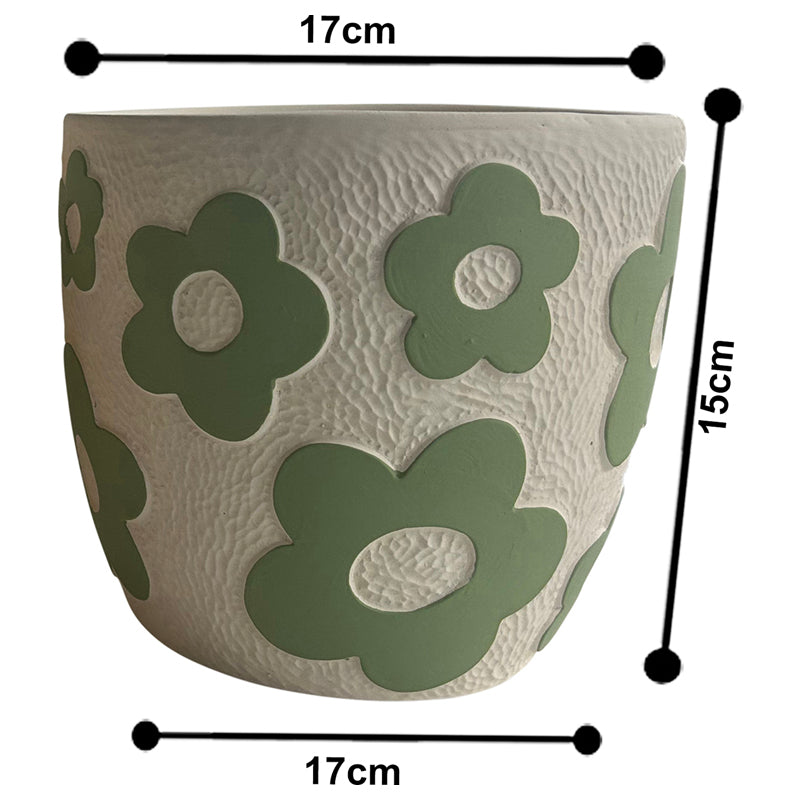 Set of 2 Assorted Pastel Flower Planters - 17x17x16cms