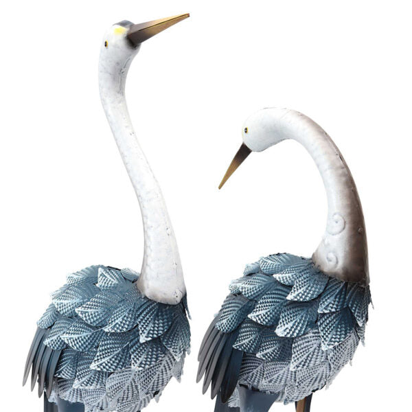 Set of 2 Garden Decor Metal Asst Blue Cranes