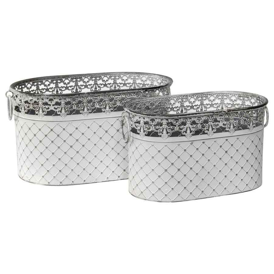 Set of 2 Nested French Country Oval Pot Planter