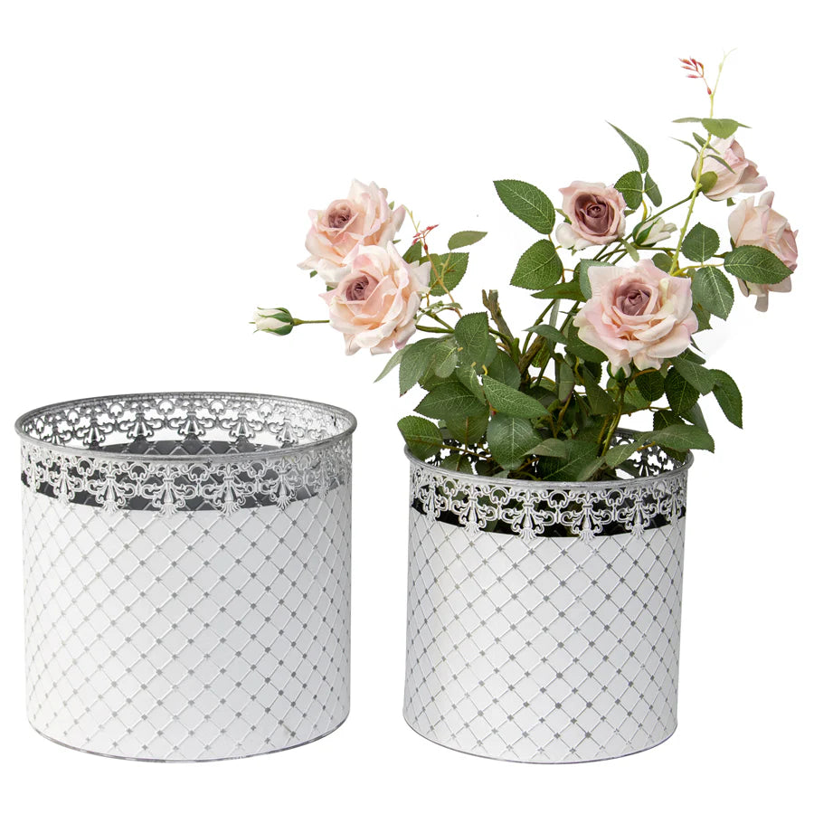Set of 2 Nested French Country Round Planter / Storage